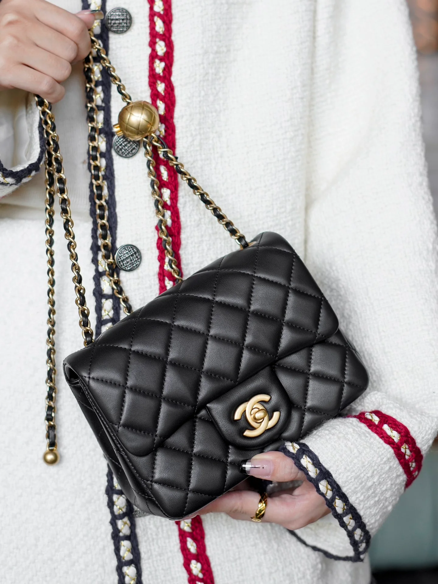 Chanel 24k Gold Globe Square Black Gold