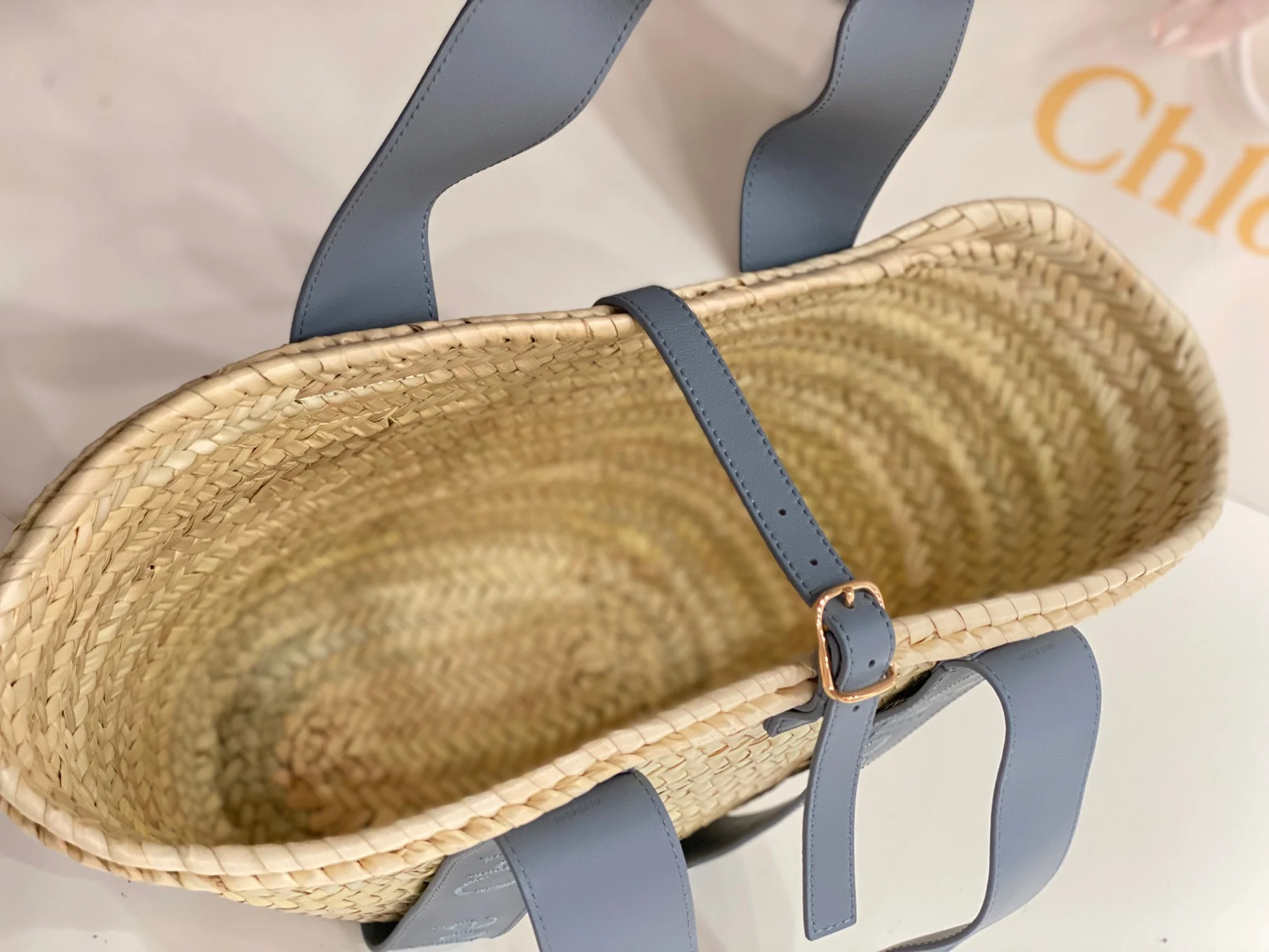 Chloe - Новинка лета 2023 - Плетеная соломенная сумка - Синяя
