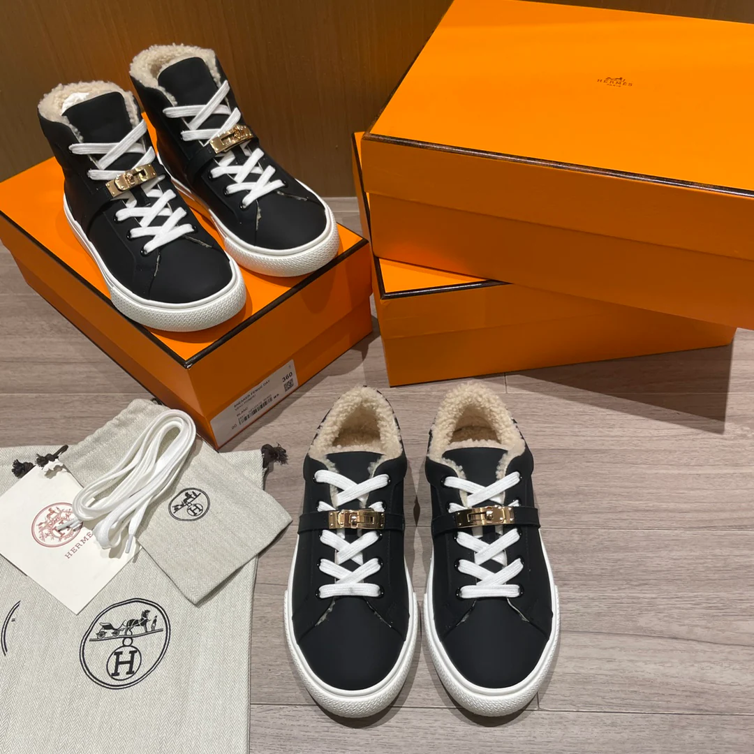 Высокие шерстяные кроссовки Hermes Kelly, низкие кроссовки унисекс, черные