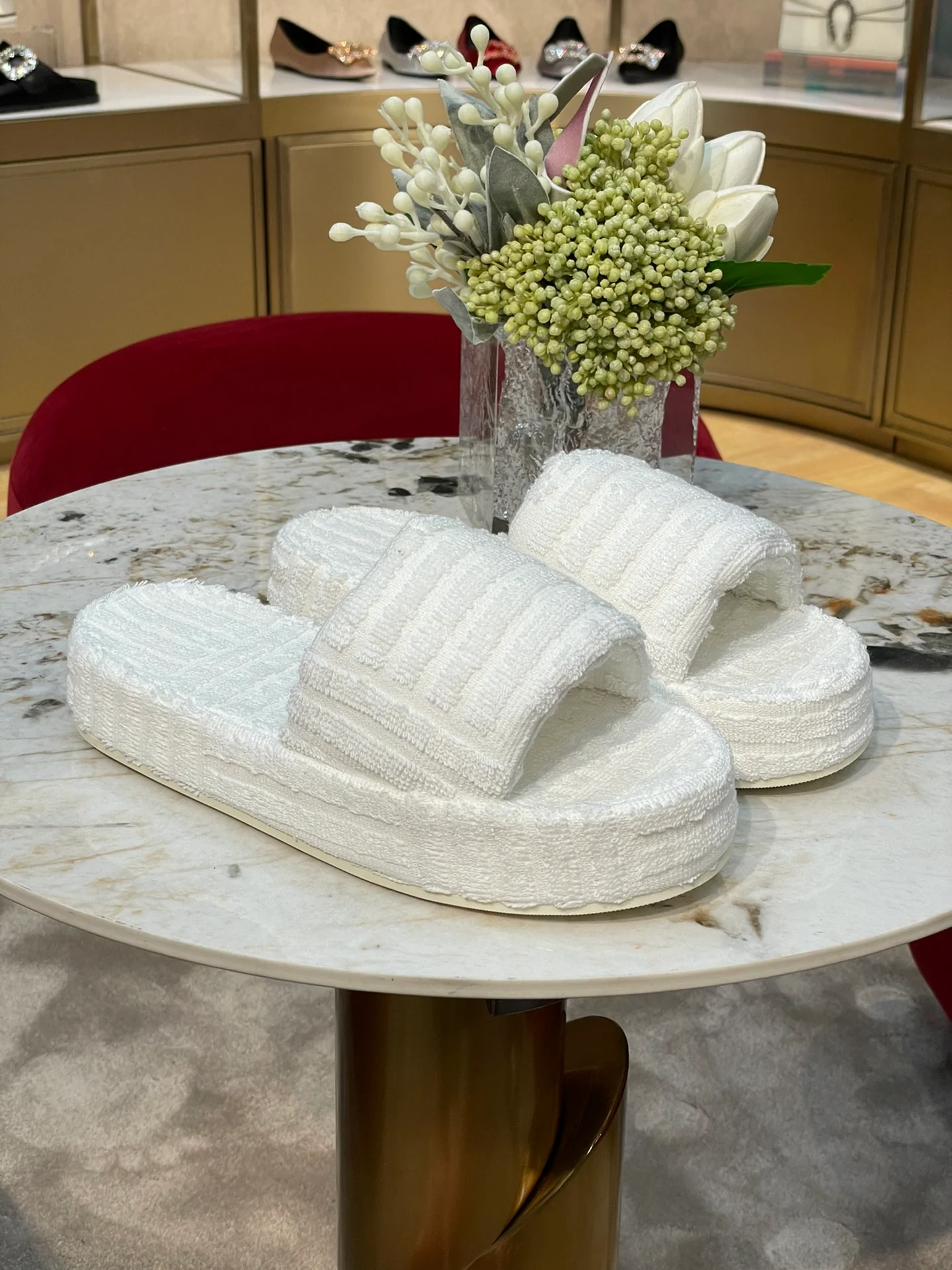 Классические махровые тапочки на платформе BV Classic Terry Jacquard - хлопок - размеры 35-42