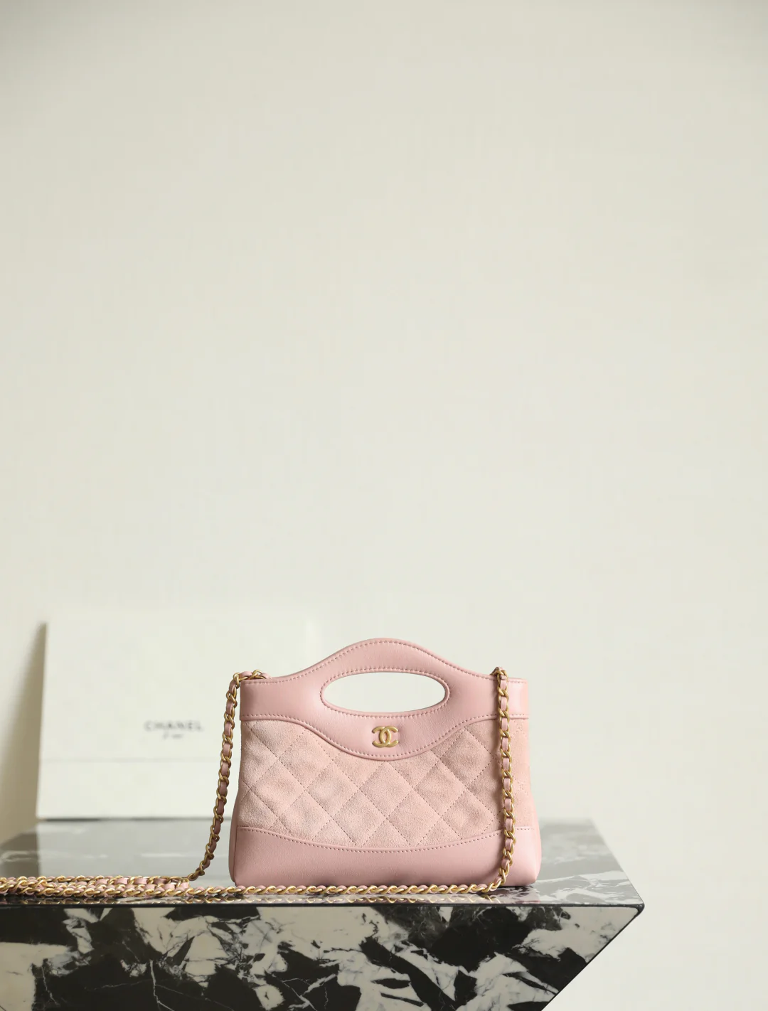 Сумка Chanel 25p nano 31, замша, розовая.