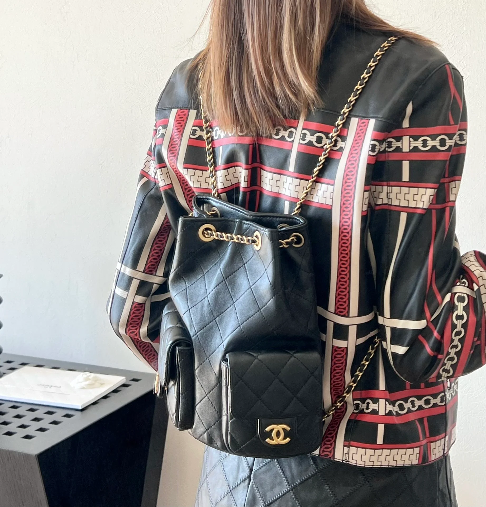 Рюкзак Chanel 25c на завязках - черный