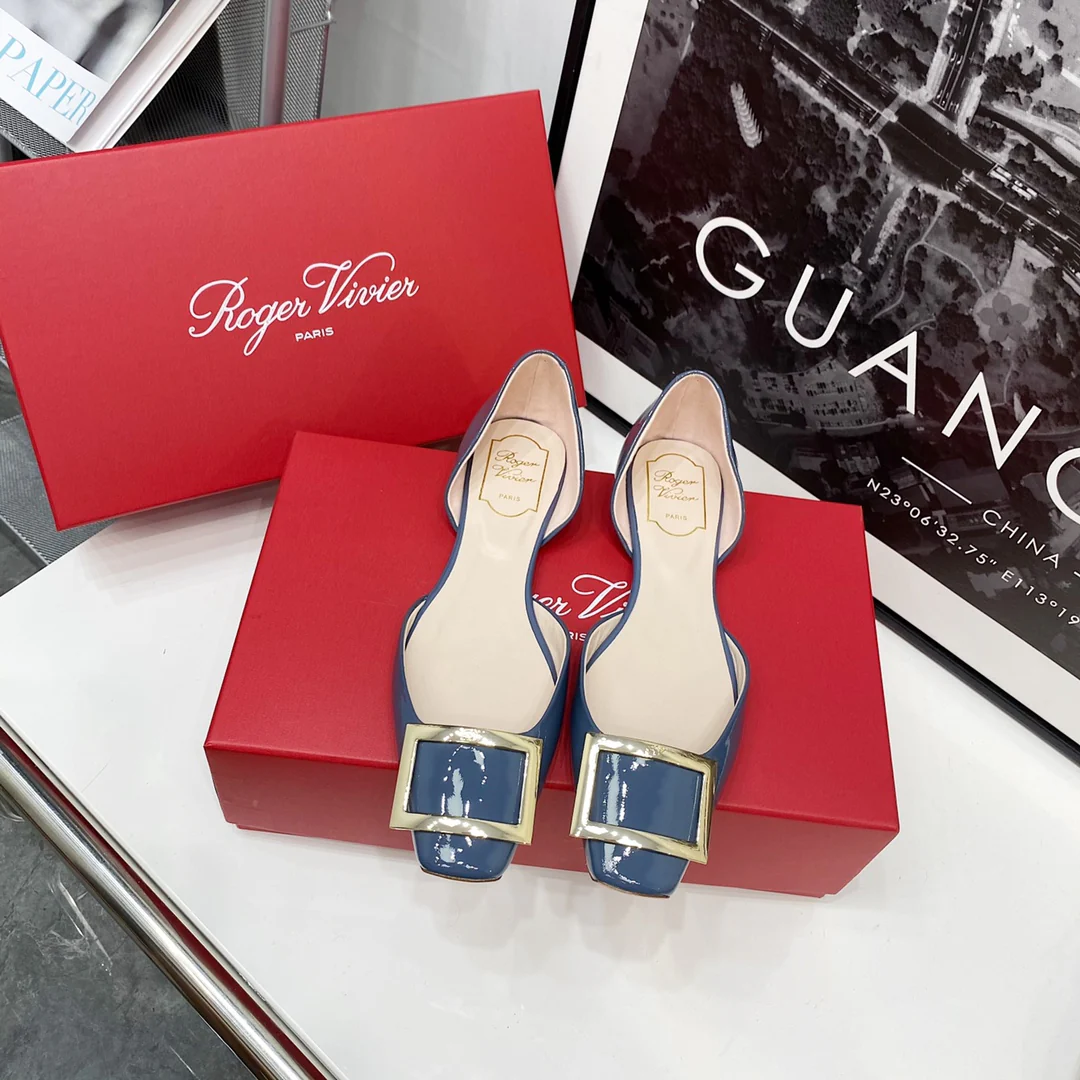 RV-Flat Bottom Hollow Square Toe-Misty Blue