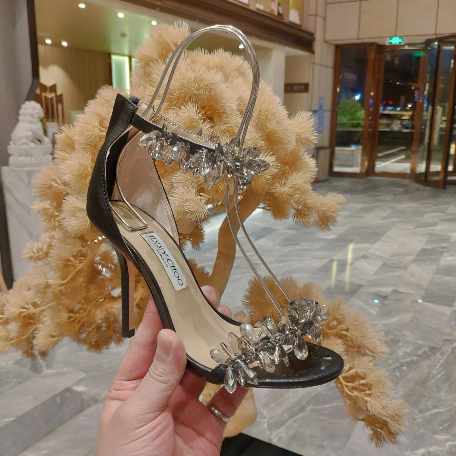 Коллекция высокой моды Jimmy Crystal - Босоножки на шпильке - Черные