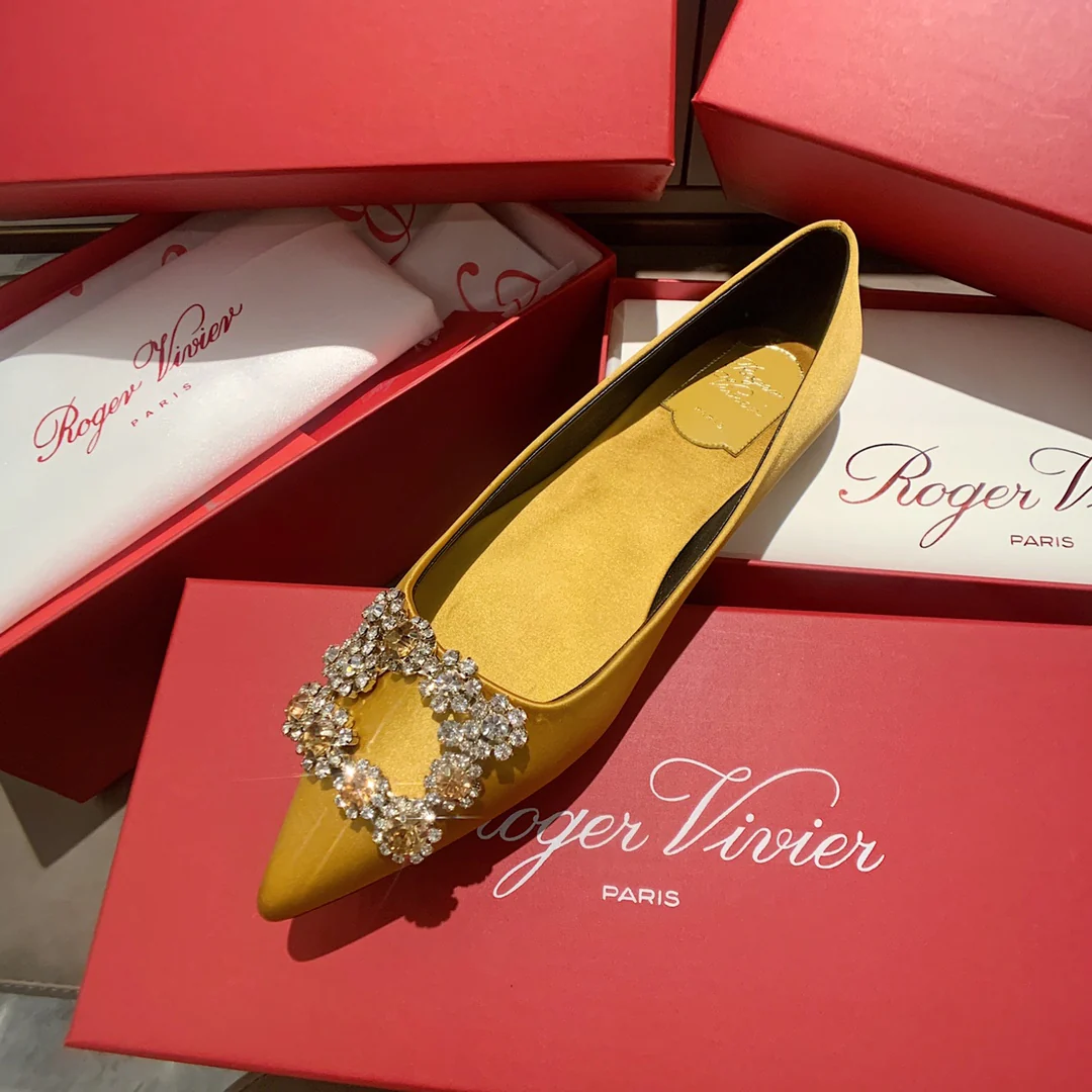 RV - Плоское дно - Шелк с застежками из страз - Желтый