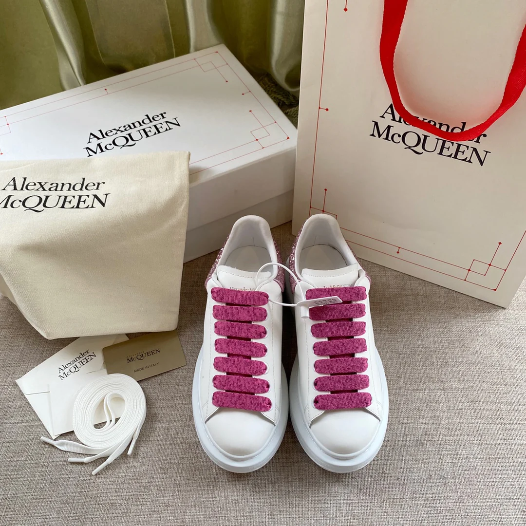 McQueen - Розовые - С блестящим низом - Белые кроссовки