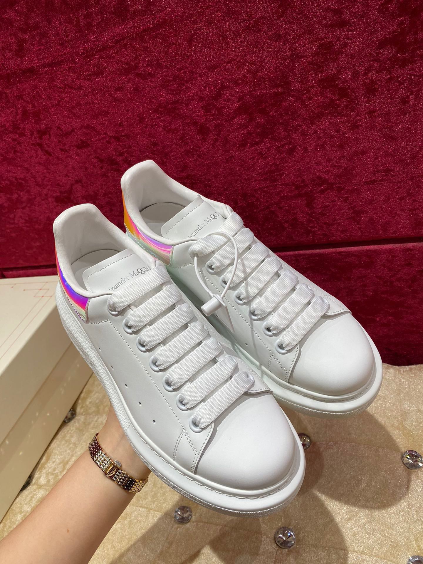 McQueen - Классические белые кроссовки - Цветные кроссовки с высокой пяткой