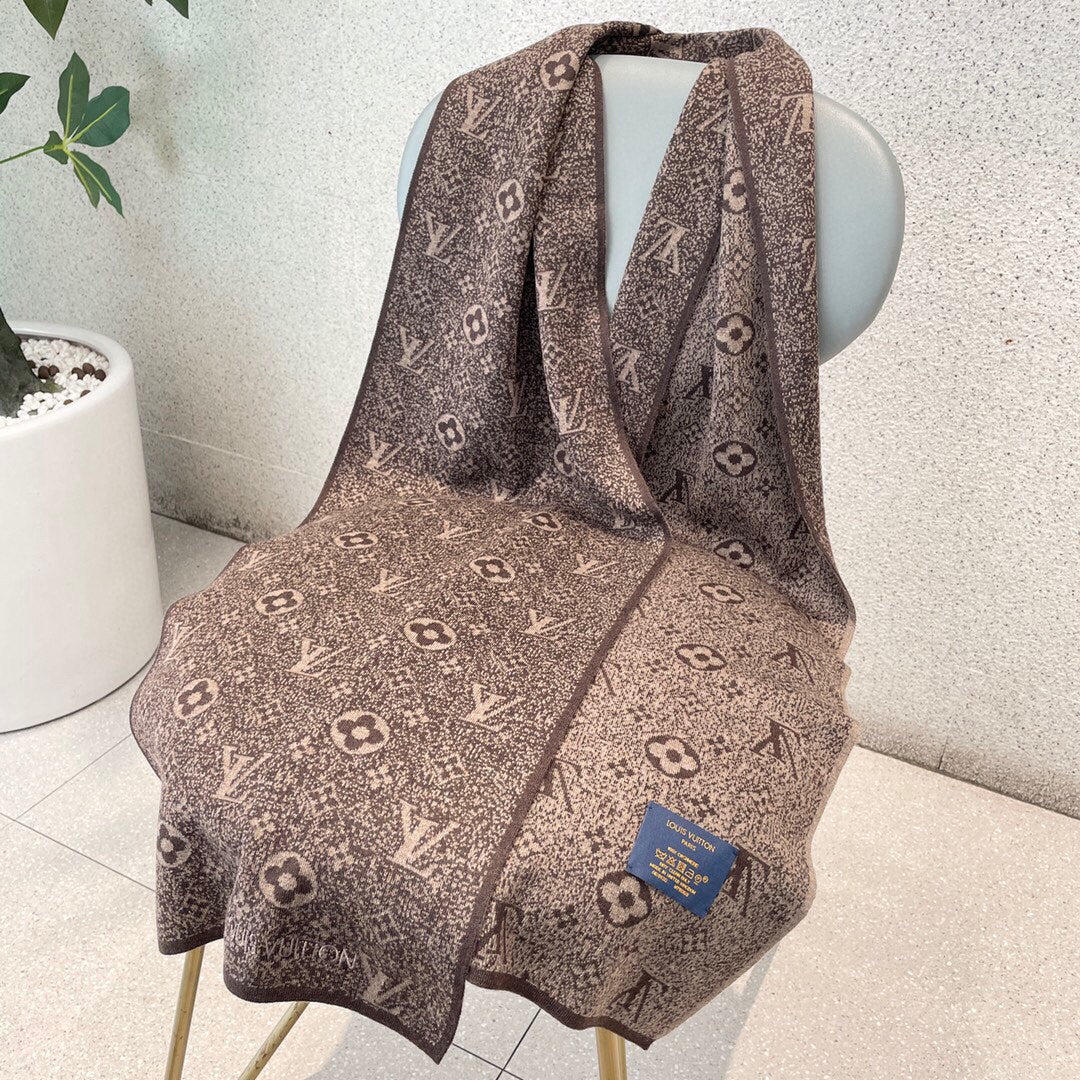 LV - Высококачественный кашемировый шарф - 180 см - 32 см - 100 см - Импортный вязаный кашемир - 1