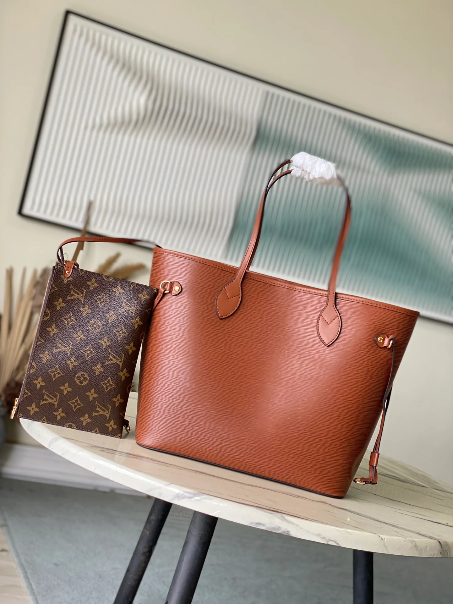 Сумка LV-m12467-neverfull-mm коричневого цвета