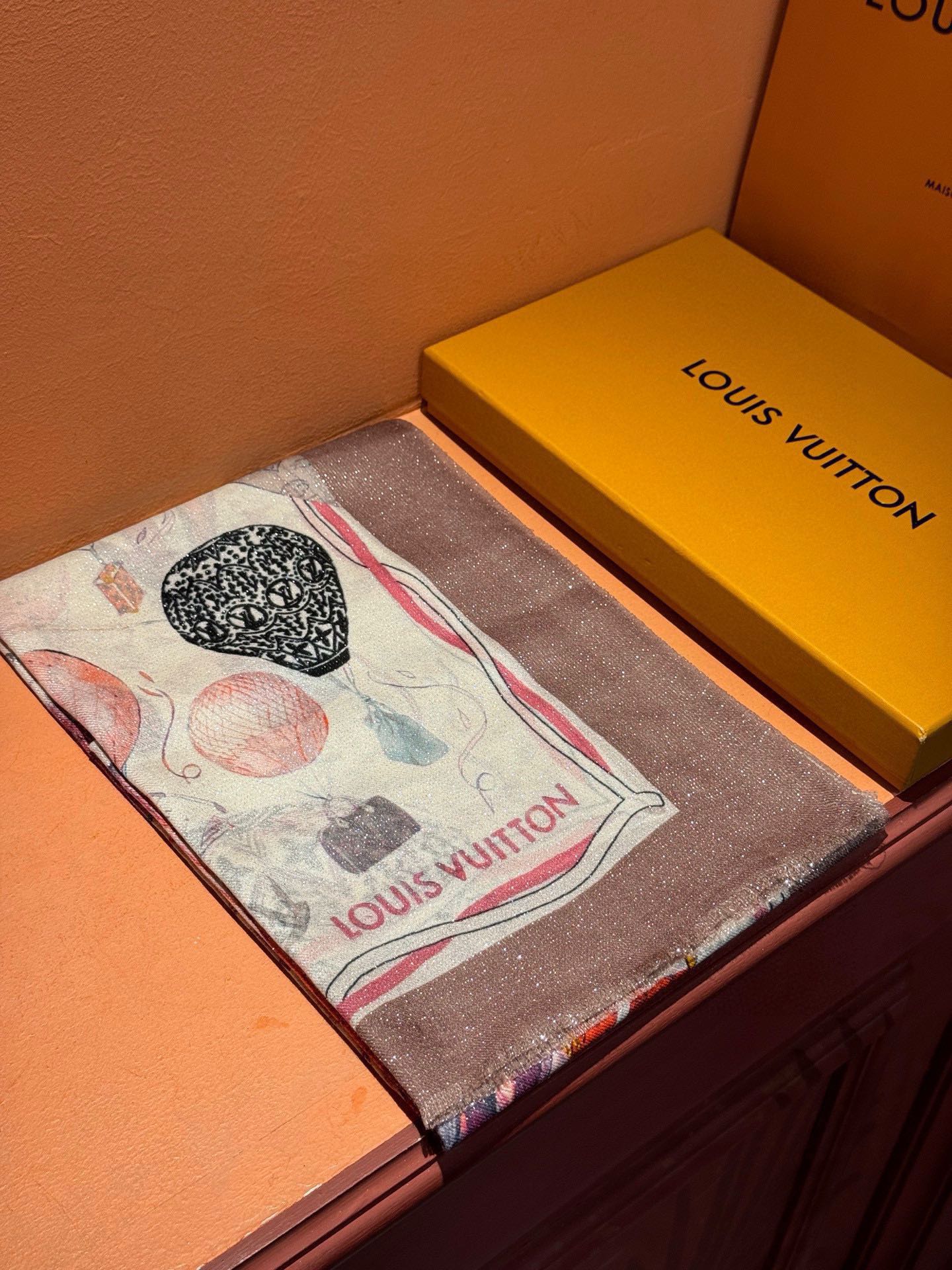 LV-2024-Длинный шарф с изображением воздушного шара-100-200-Коричневый