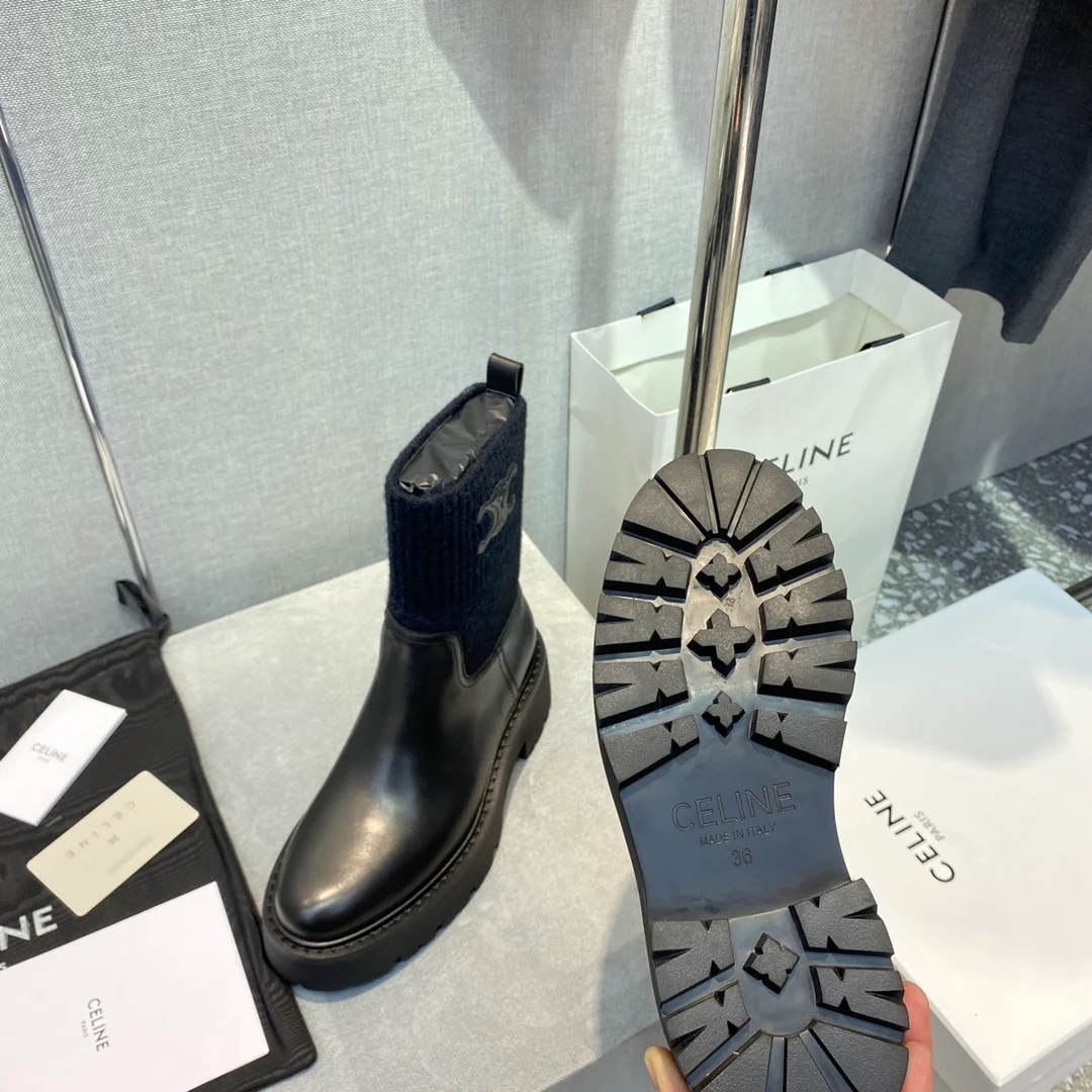 Celine - Вязаные ботинки-носки с закругленным носком