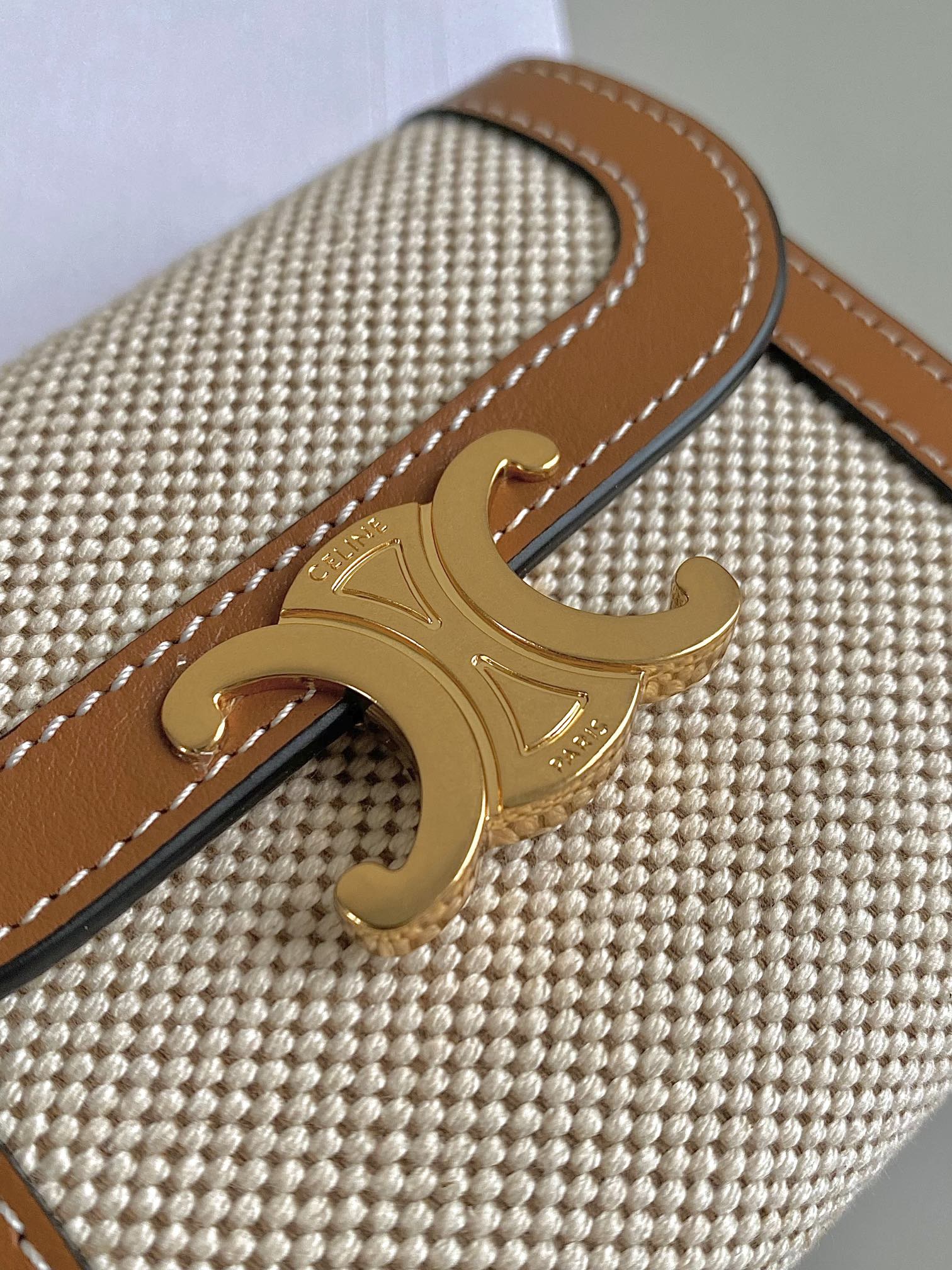 Celine-TRIOMPHE 三折卡包钱包 老花棕