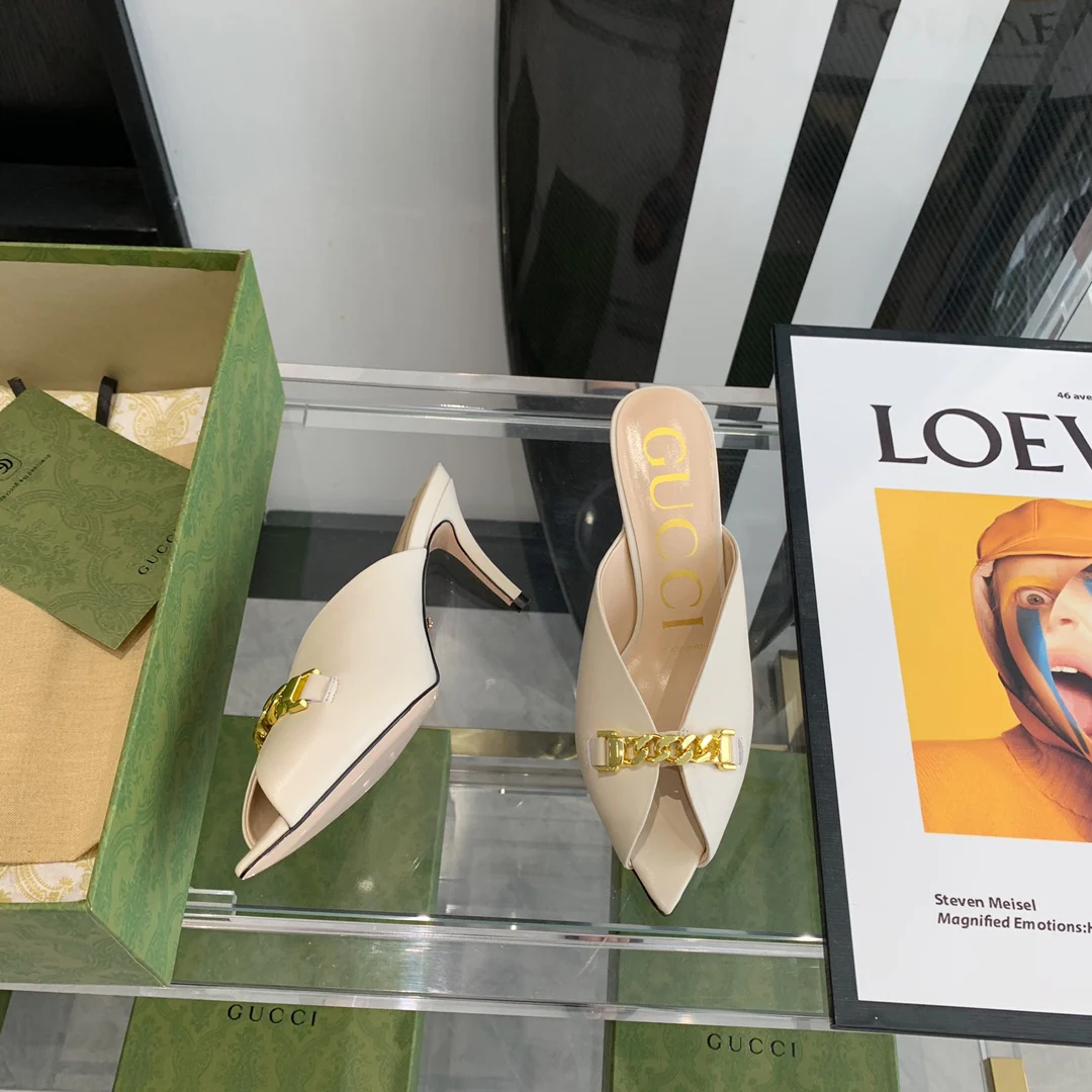 Gucci - Ретро - Босоножки с острым носком - Открытый носок - Босоножки на высоком каблуке