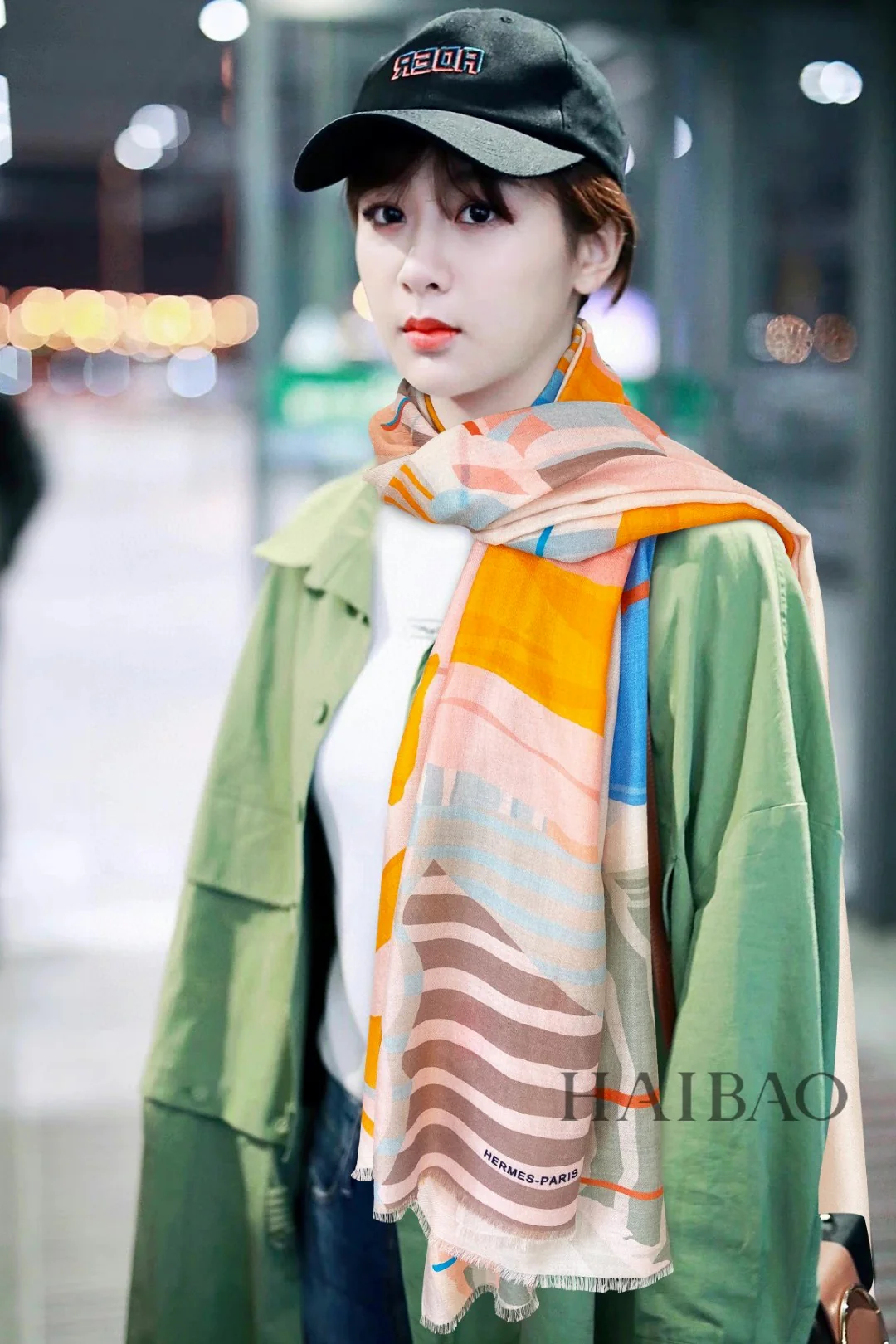 Длинный пляжный шарф-зонт Hermes - 110-200 см - 100% кашемир - розовый