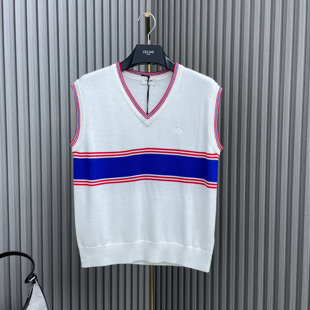 Новый вязаный жилет Celine с цветовыми блоками и вышивкой уже в продаже! (2404-24)
