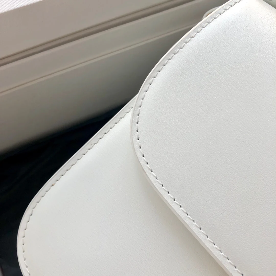 Celine Triomphe Medium Calfkin White