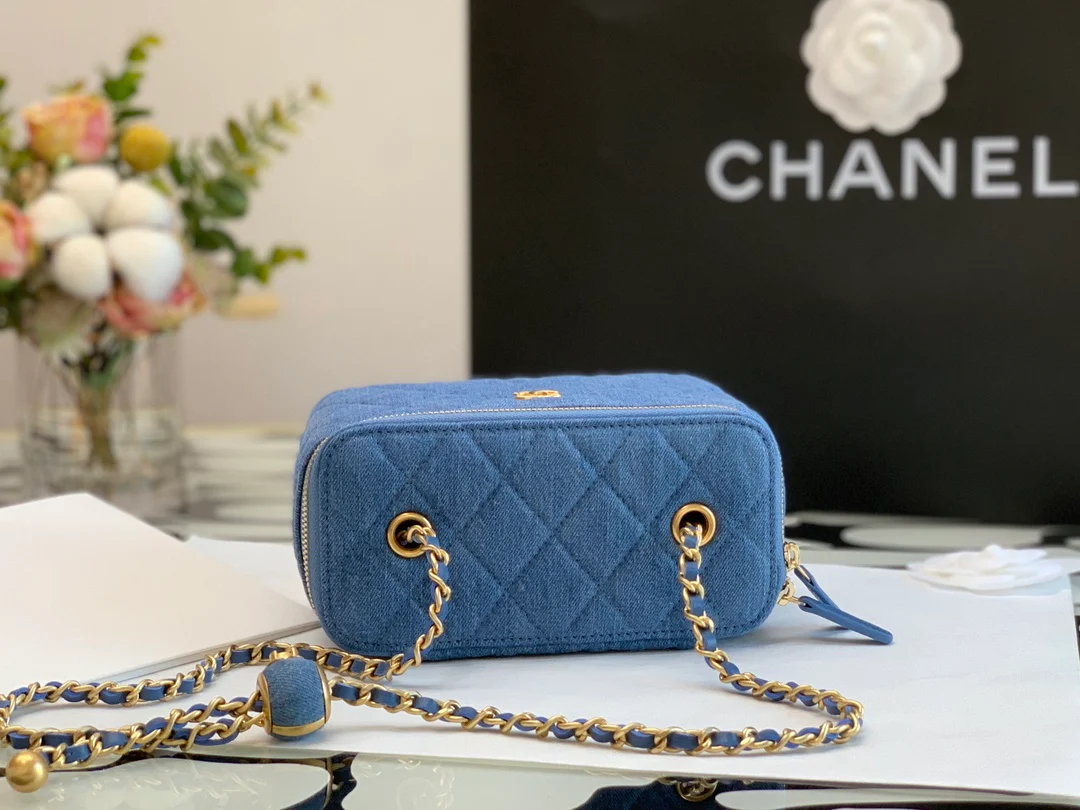 Chanel - Джинсовый золотой шарик - Квадратная коробка - Темно-синий