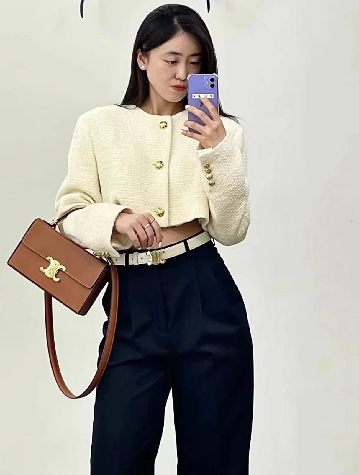 Сумка Celine Box Triomphe - коричневая