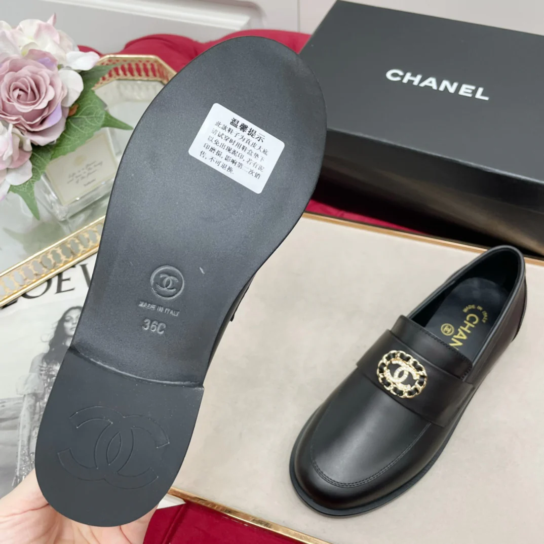 Винтажные лоферы Chanel - черные