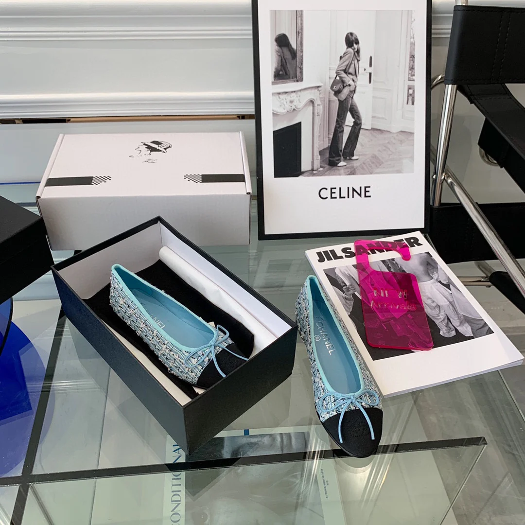 Классические балетки Chanel - Синие - 1