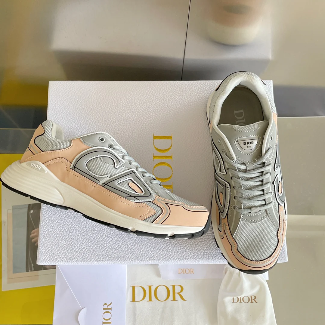 Кроссовки Dior серии B30 - Массивные кроссовки - Серо-розовые - 1