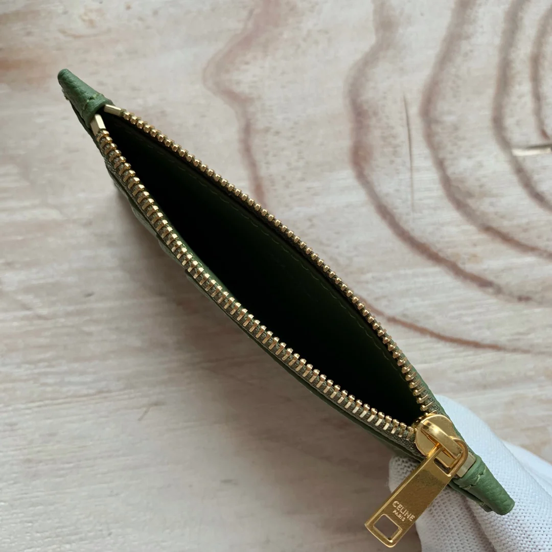 Кардхолдер Celine из зернистой телячьей кожи с застежкой-молнией