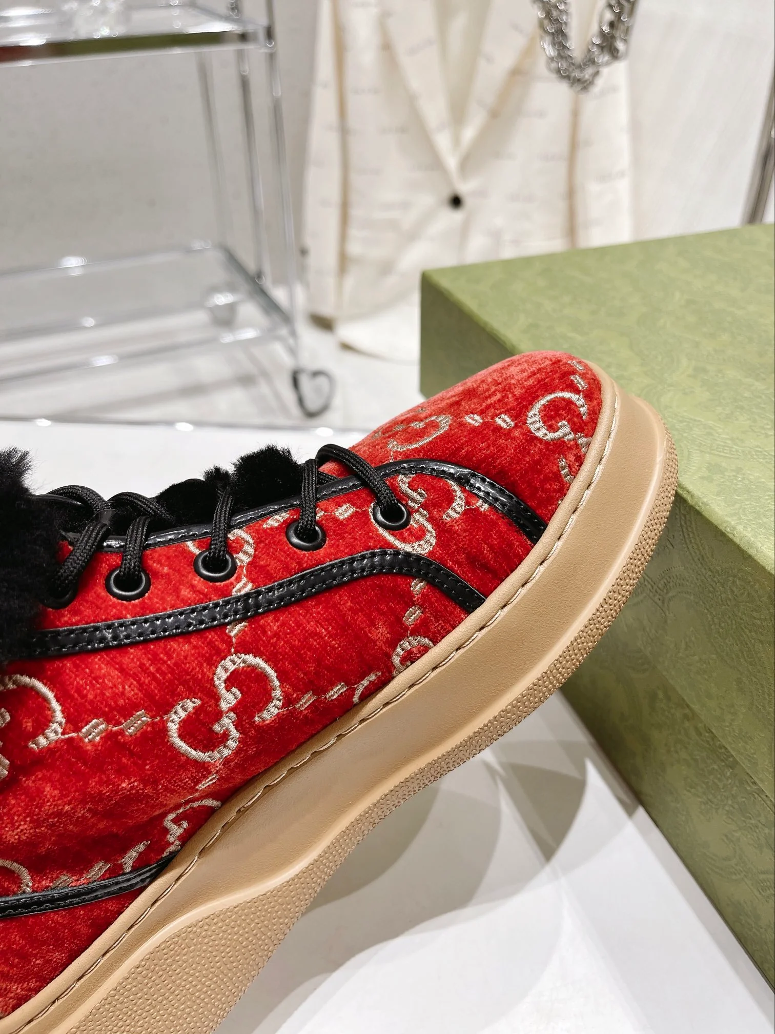 Gucci - Шерстяные низкие зимние сапоги - Красные