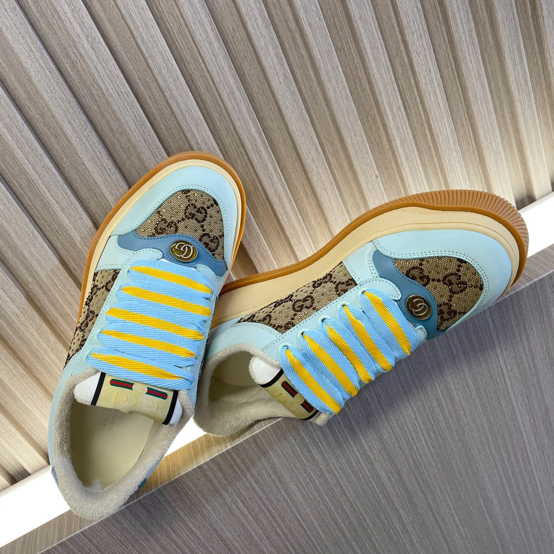 Новинка Gucci 2023 года - Туфли на платформе Dirty Shoes - Синие