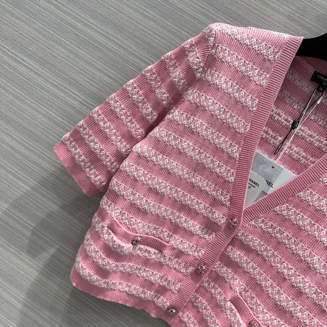 Chanel 2403 - Вязаный кардиган с V-образным вырезом - Розовый