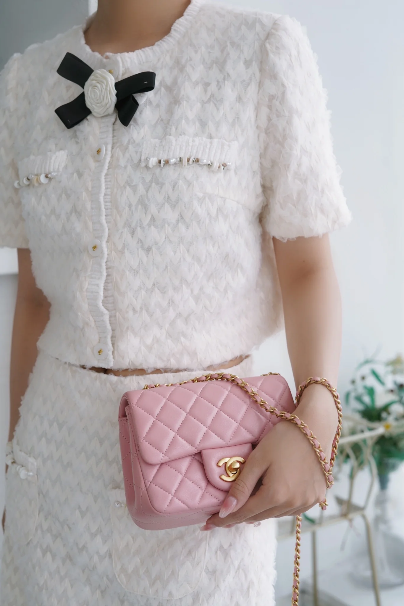 Chanel 23k Gold Globe Square Pink