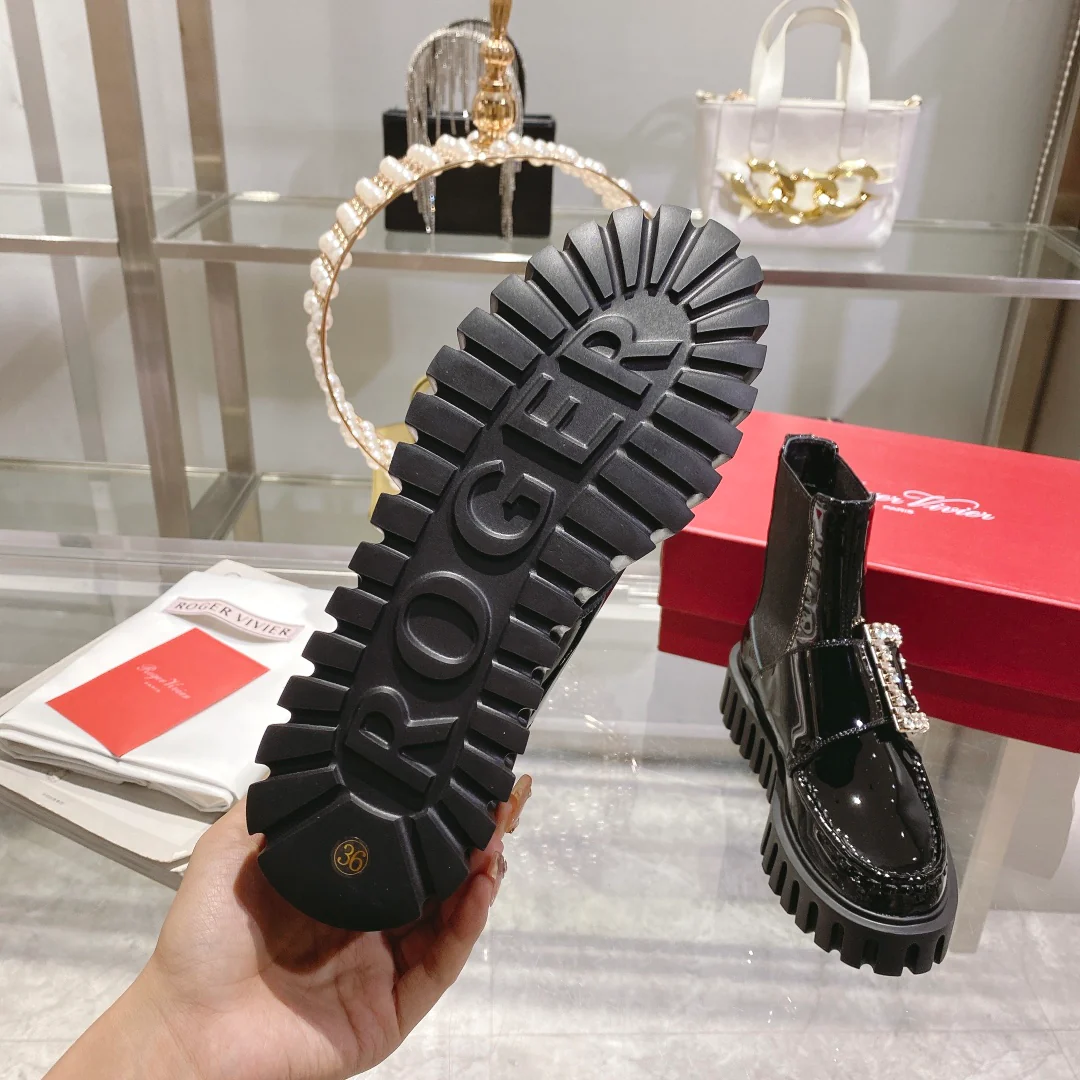 Ботильоны RV с пряжкой и стразами - черные