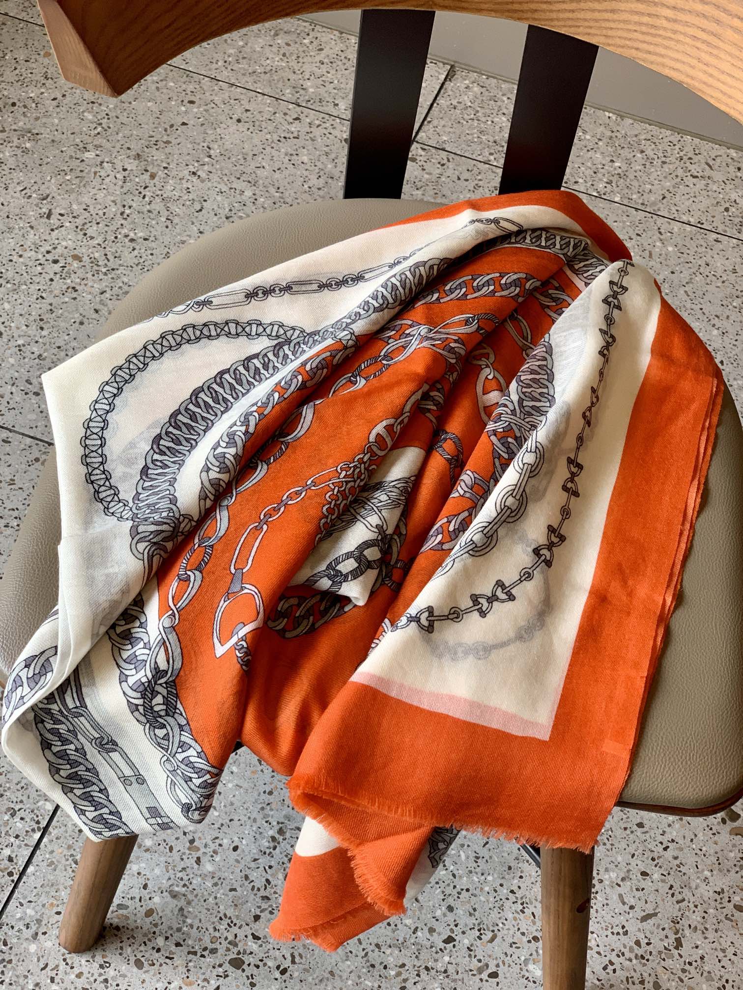 Шарф-цепочка Hermes - 100-200 см - 100 см - высококачественный кашемир - 1