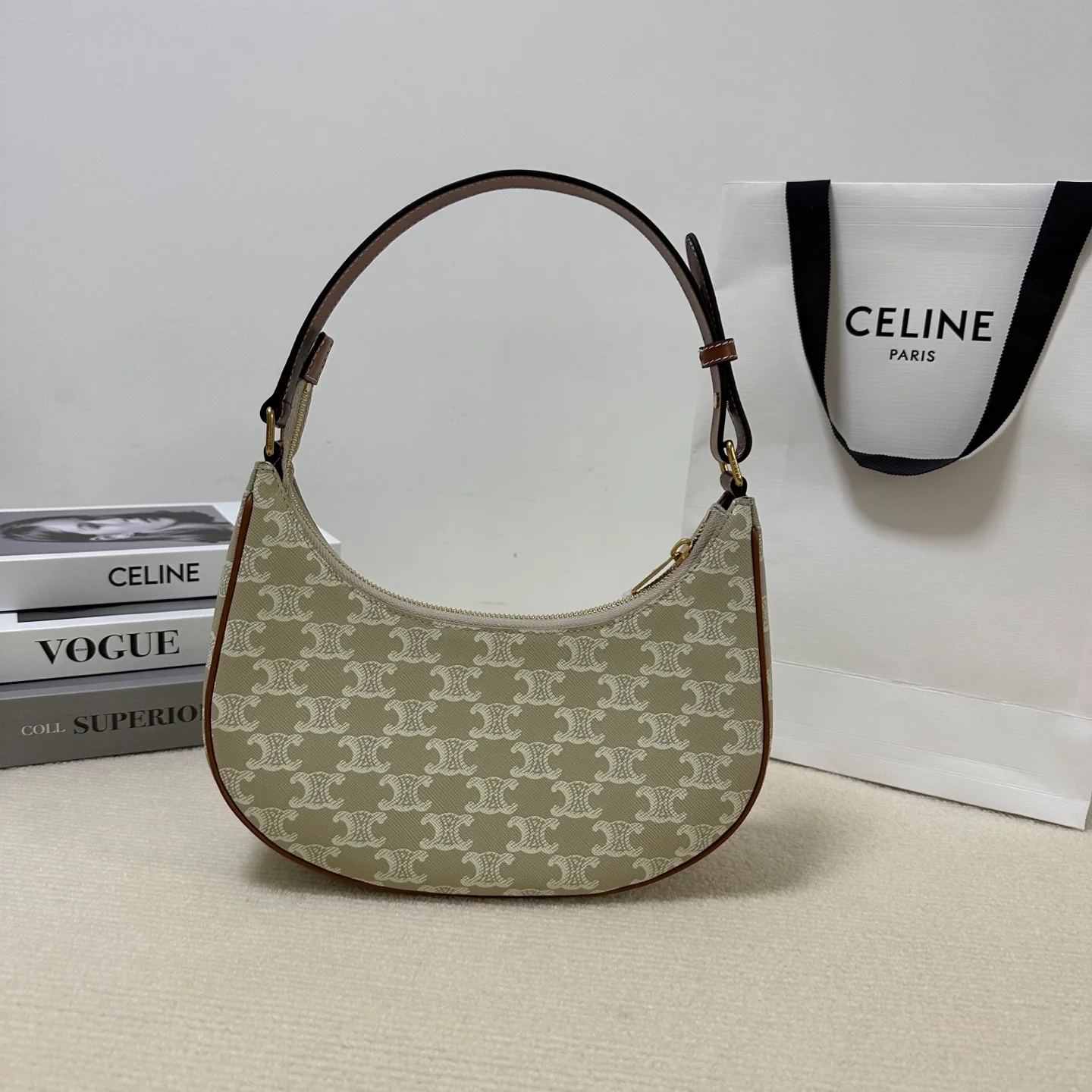 Celine - Сумка под мышкой - Монограмма Триумфальной арки - Серый