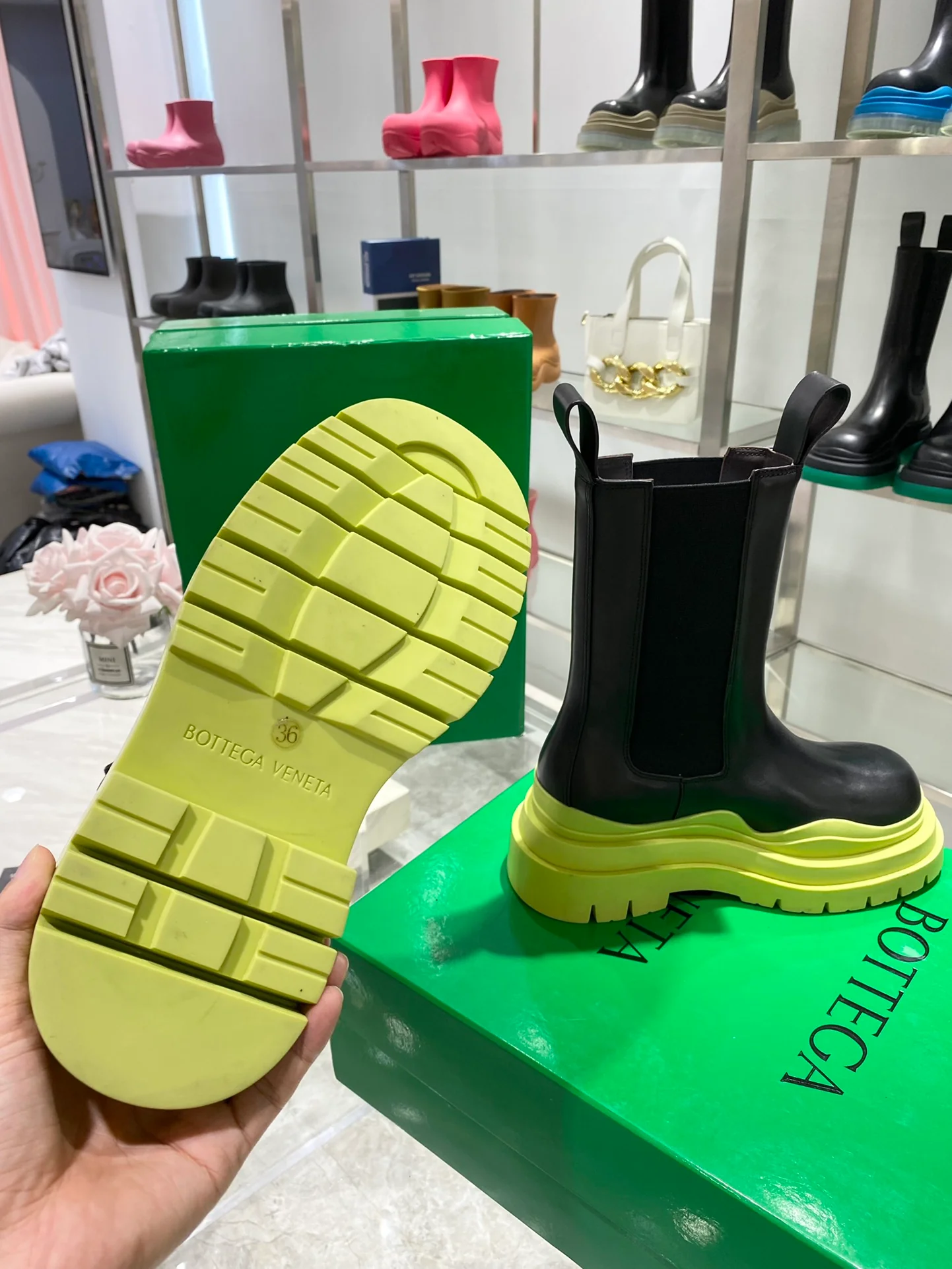 Обувь BV - BV - желтая подошва - до середины икры - ботинки Martin на платформе - 1