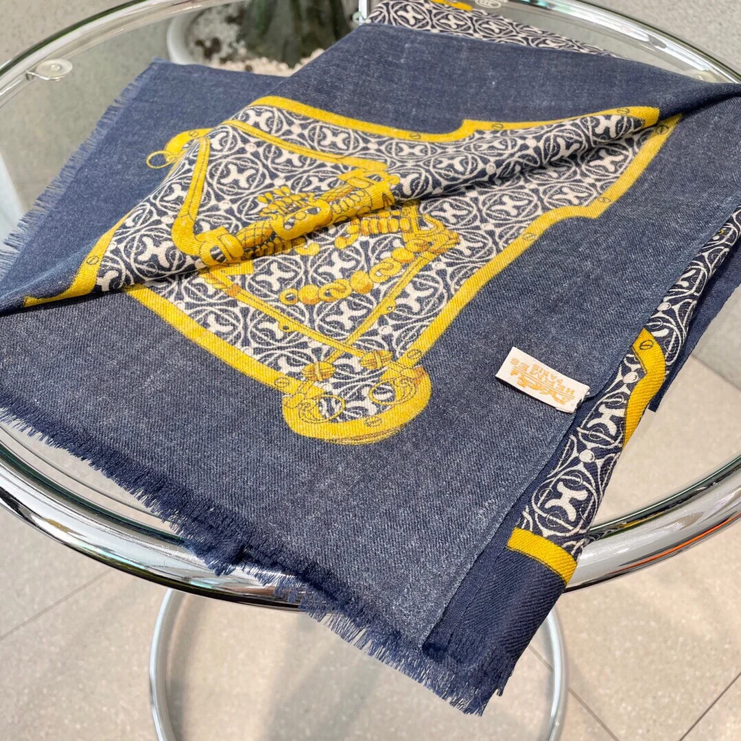 Кашемировый шарф Hermes с принтом - 100 см - 200 см - 100 см - Кашемир премиум-класса