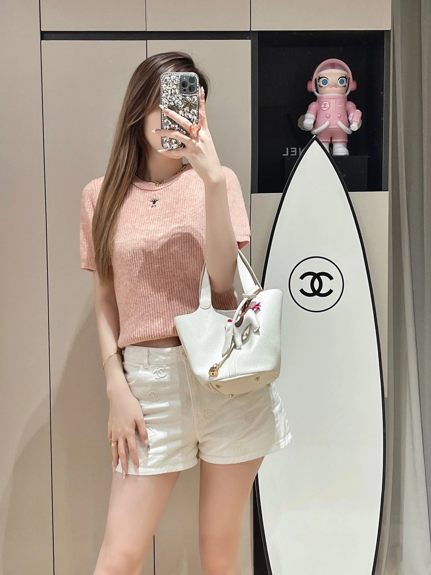 Dior-2403 - Вязаная футболка с коротким рукавом и вышитой буквой CD