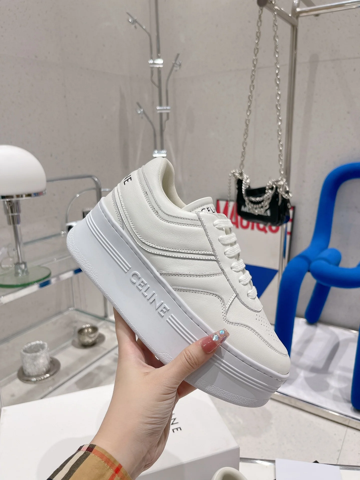 Белые кроссовки на платформе Celine - повседневная обувь, спортивная обувь - 1