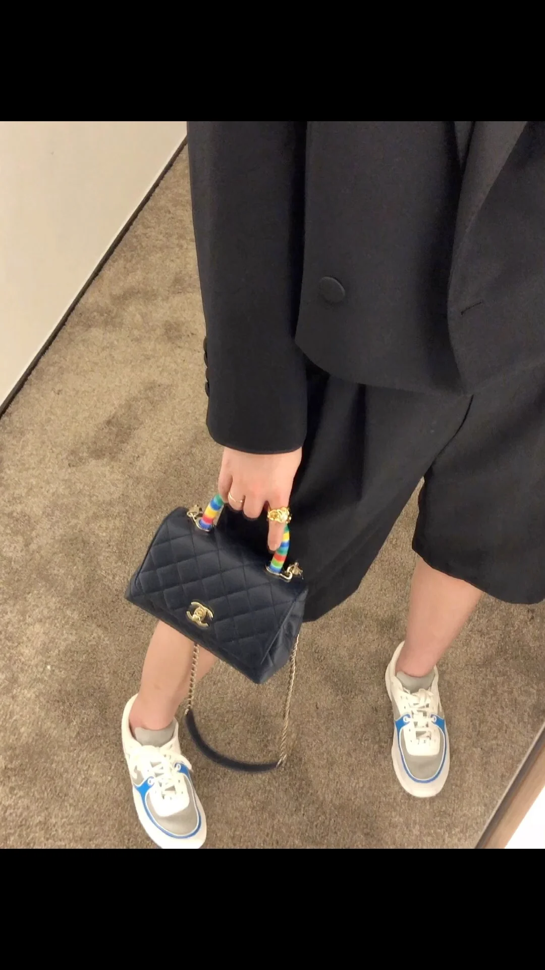 Мини-сумочка Chanel Coco Handle Rainbow Bag - темно-синяя