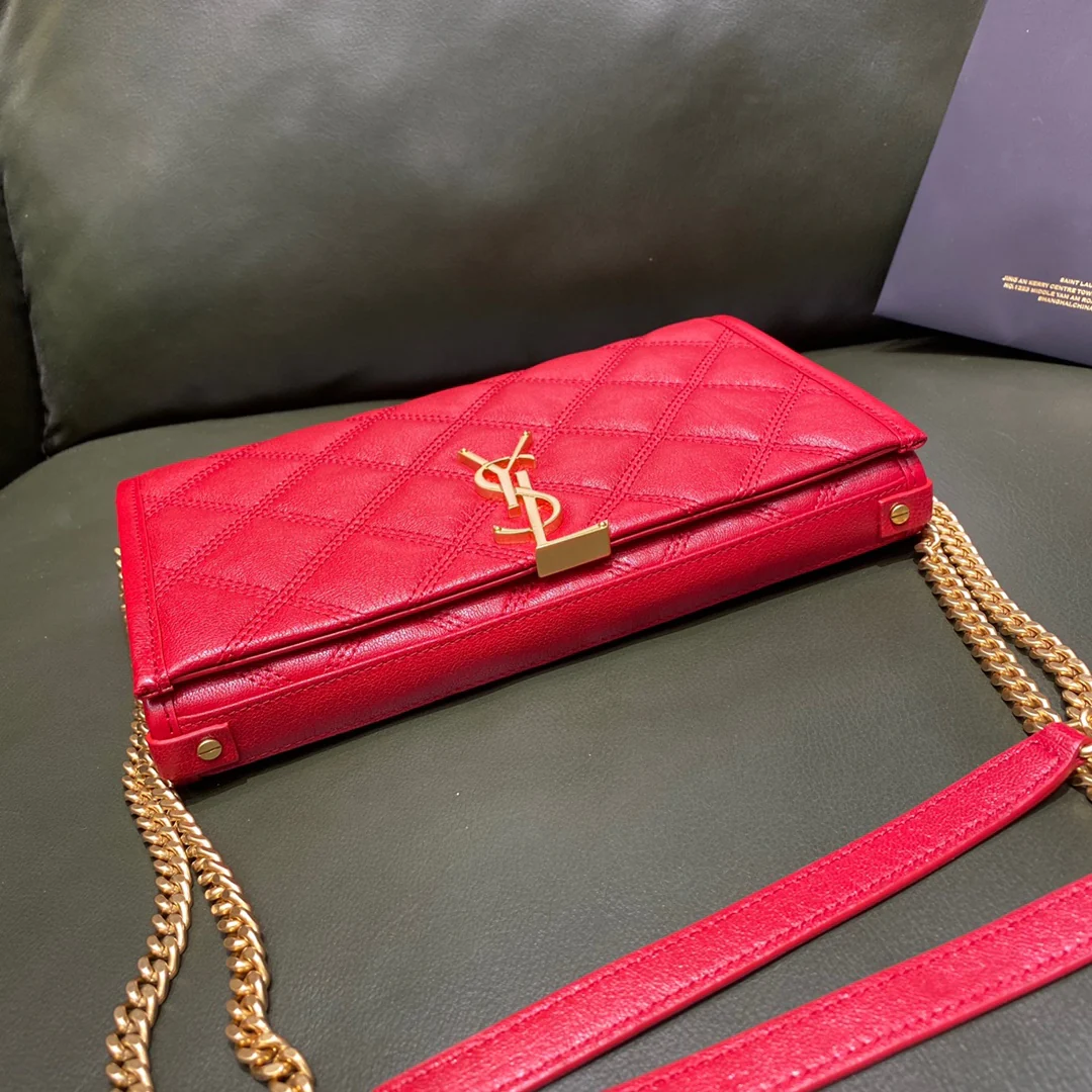 Сумка YSL-Becky из овечьей кожи с ромбовидной стёжкой и цепочкой - 2 шт.