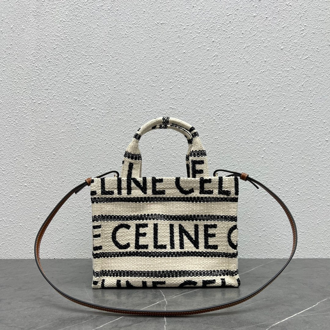 Сумка-тоут Celine New Cabas Thais, маленькая, бело-черная.