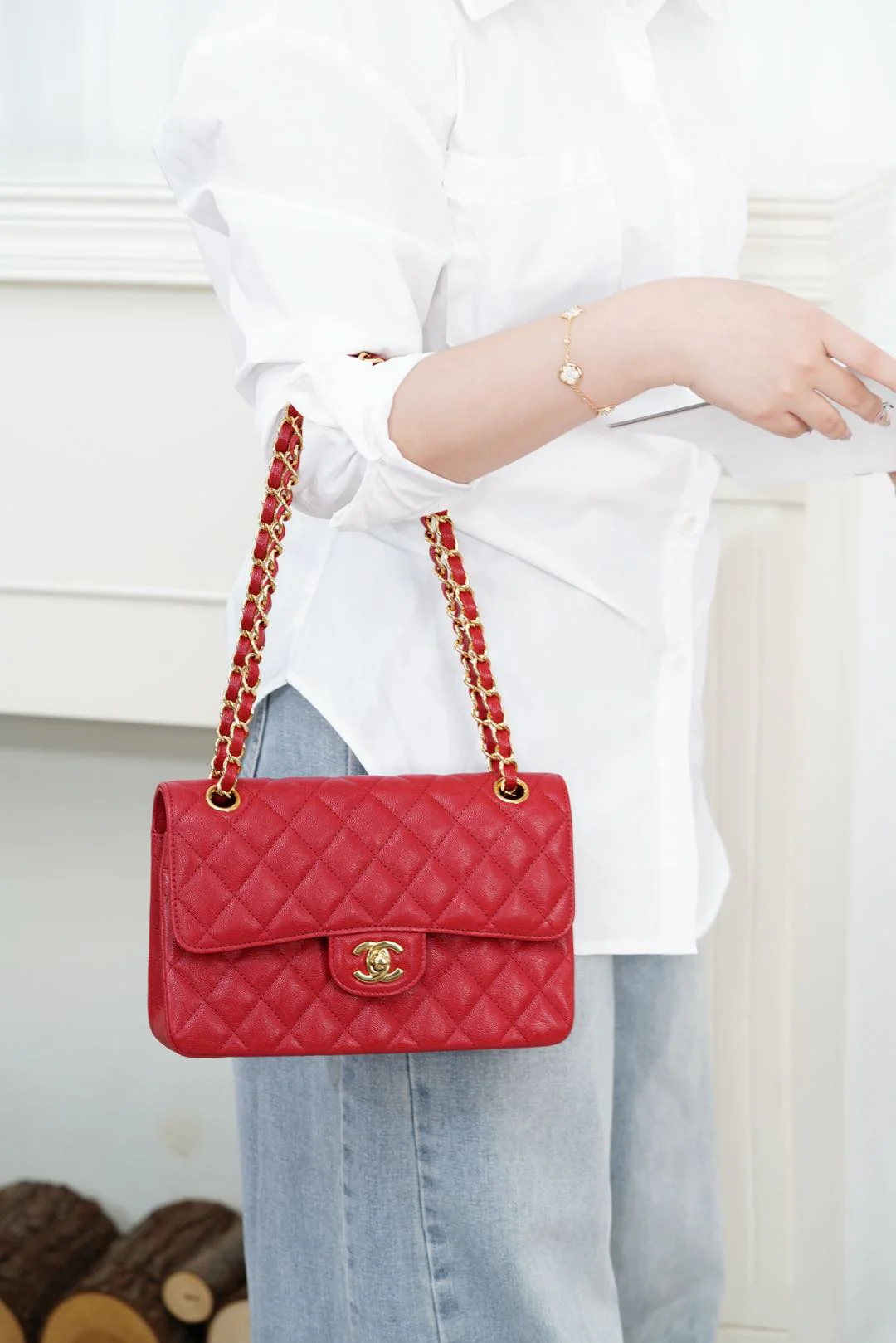 Chanel Classic Flap Leather - Red - Small