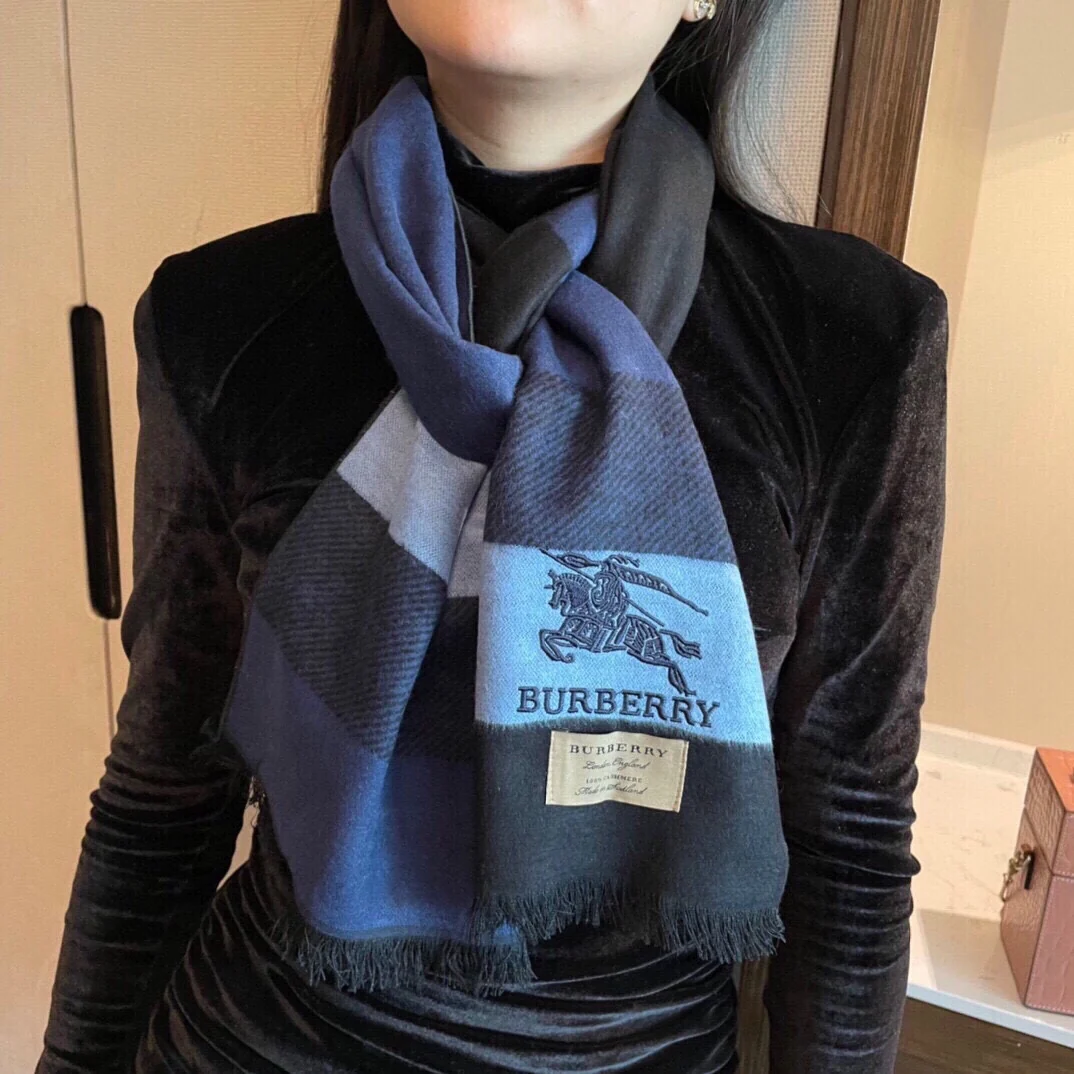 Классический полосатый тканый шарф Burberry - 32 (180 см) - 100% кашемир - 1 шт.