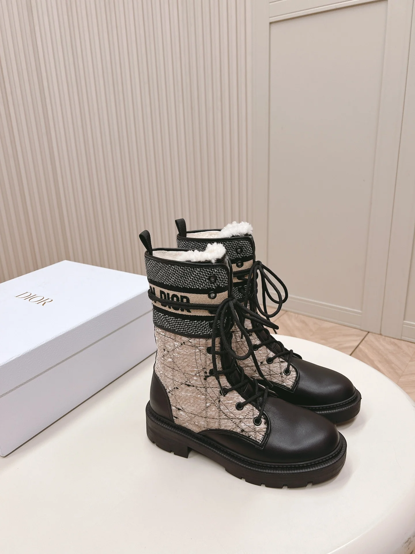 Шерстяные сапоги Dior 2024 до середины икры - Кофейно-коричневый - 1