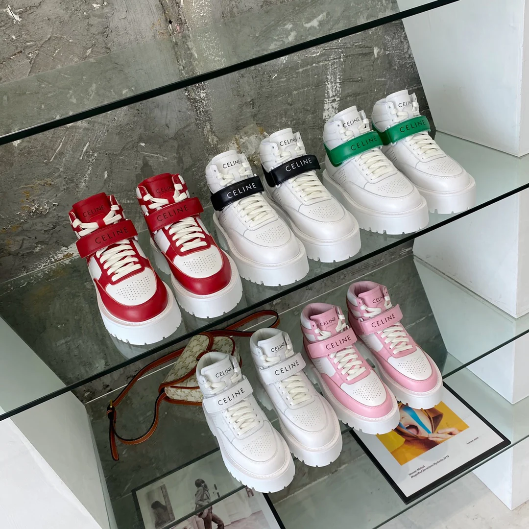 Новинка 2022 года от Celine - Высокие кроссовки - Классический баскетбольный стиль - Белые