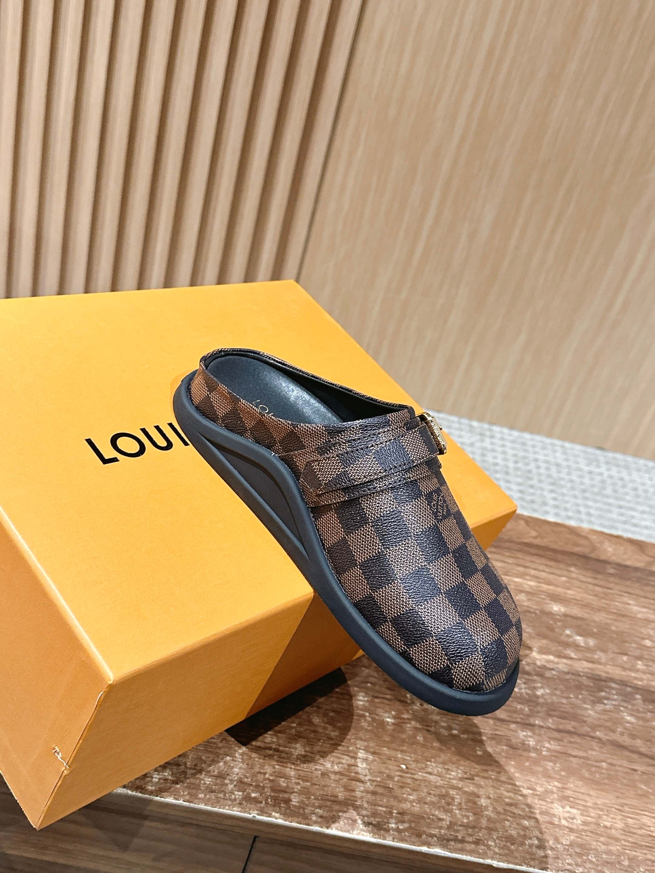 Новинка LV 2025 - Биркенштоки - Клетчатый узор - Черный - 1