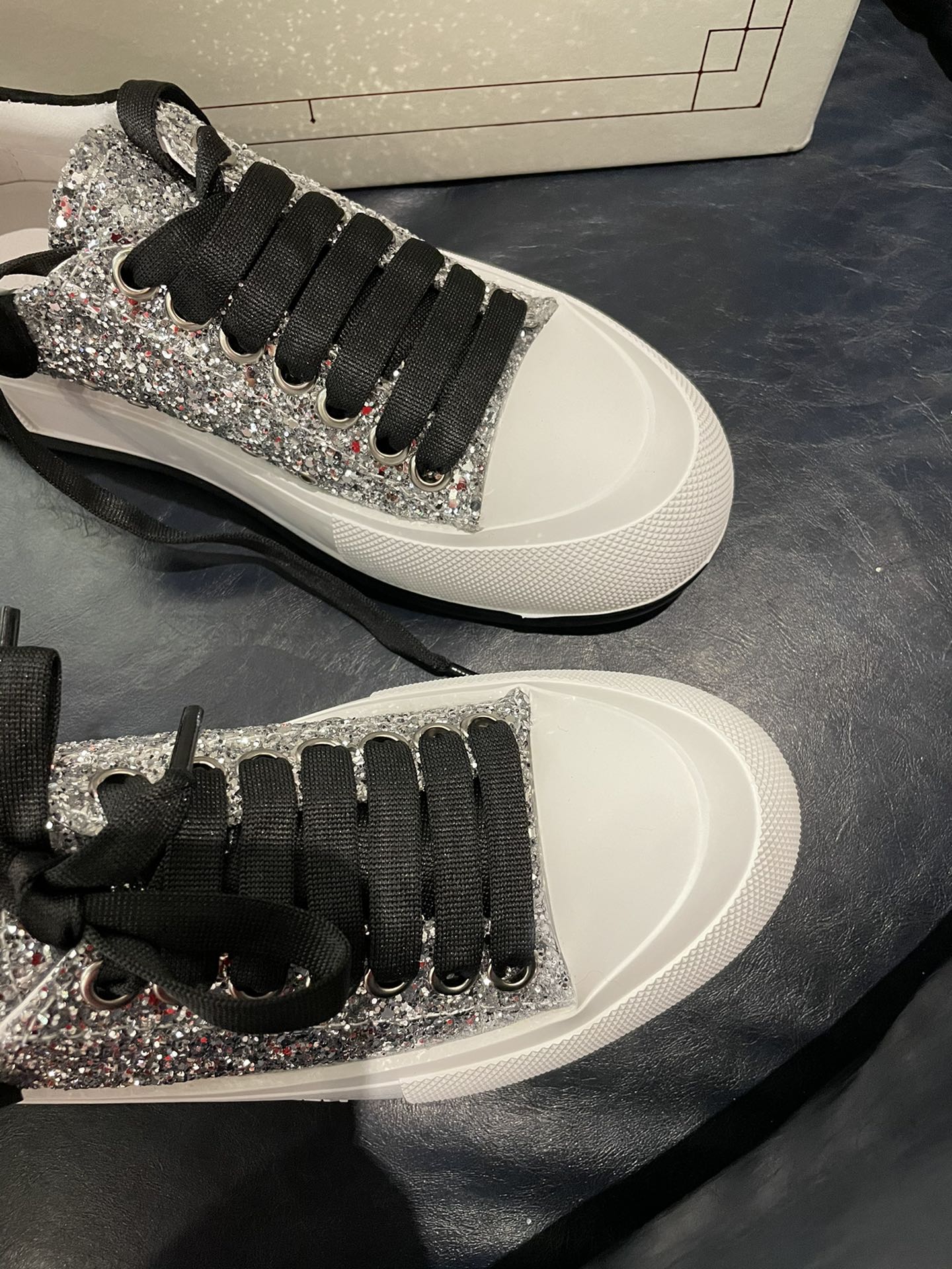 Туфли на платформе McQueen из парусины - 4