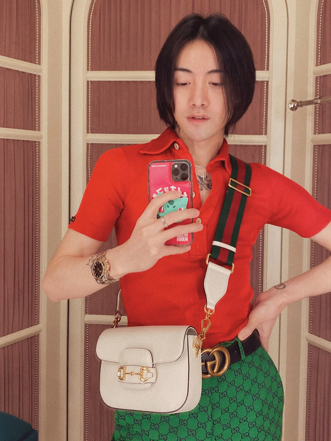 Сумка-седло Gucci 1955 из натуральной кожи с пряжкой в ??виде подковы