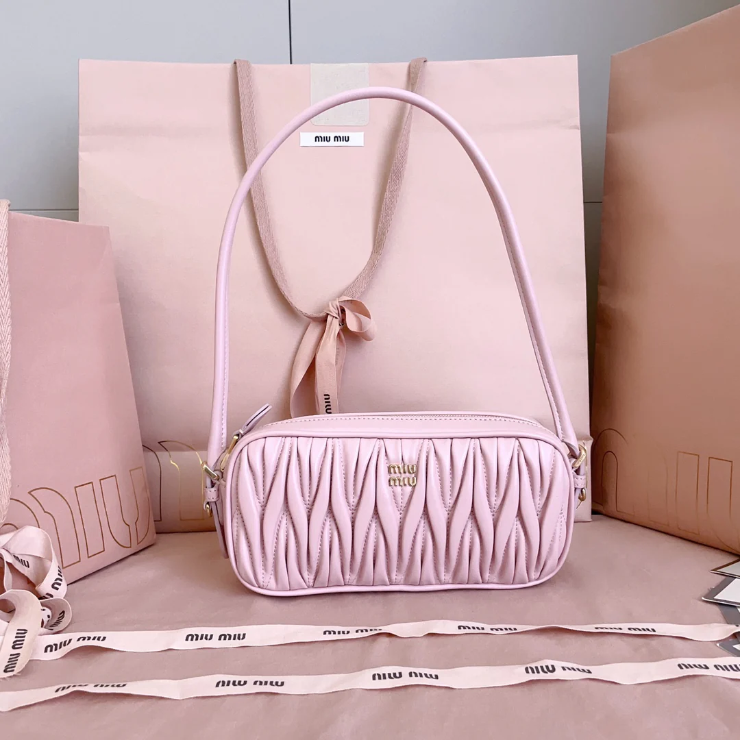 Сумка для маджонга Miu Miu-5ne024 с текстурированной вышивкой - розовая