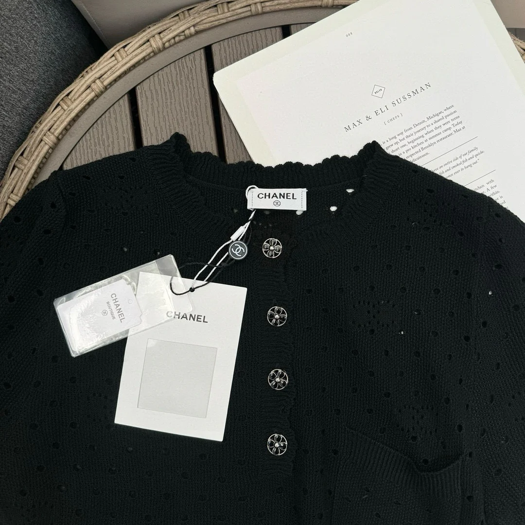 Chanel 2403 Весна/Лето Новинка Ажурный вязаный крючком топ - Черный