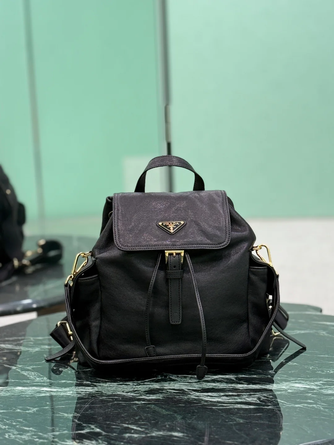 Рюкзак Prada-1BZ080 из овечьей кожи, черный